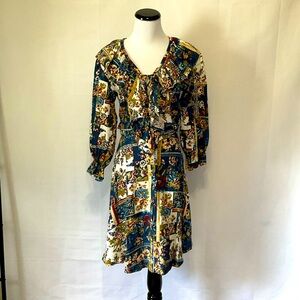 Enchante’ vintage 2 piece cottage core button front skirt and ruffle crop top